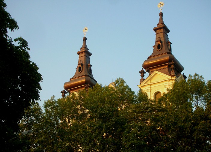 Steeples in the setting sun